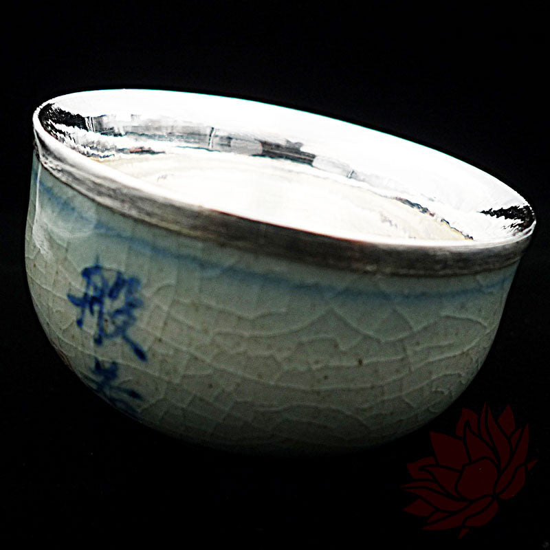 Handmade Silver Cup 60ml - Crazed Texture