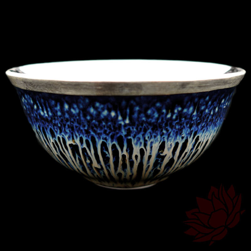 Handmade Silver Cup 50ml - Blue Waterfall Glazed