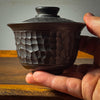 Jianshui Black Clay Carved Textured Gaiwan - 130ml