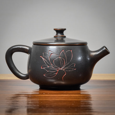 Jianshui Black Lotus Teapot - Tall Shi Piao Style