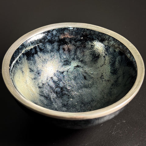 Silver Repaired Wood Fired Jianzhan Teacup #06 90ml "Storm in a Teacup"