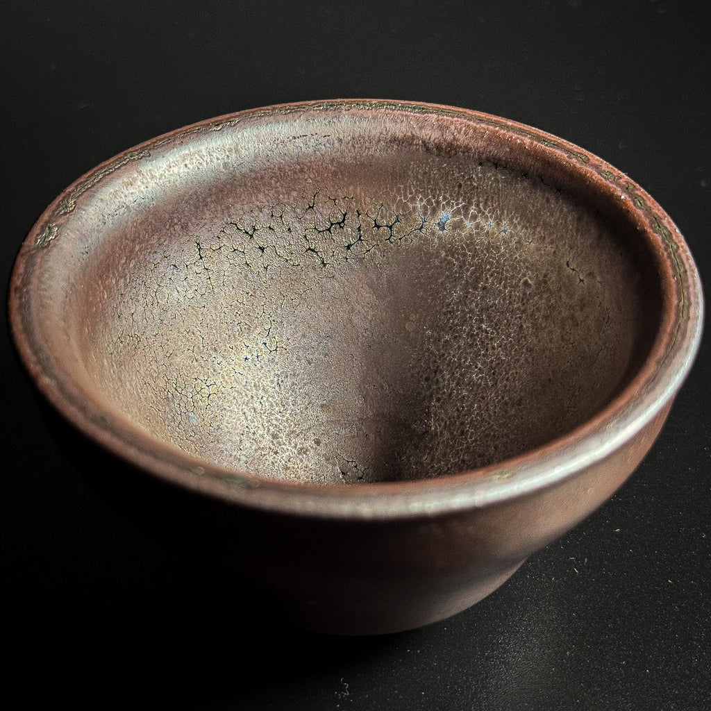 Vintage Wood Fired Jianzhan Teacup 06 60ml "Ghost Glaze" Crimson