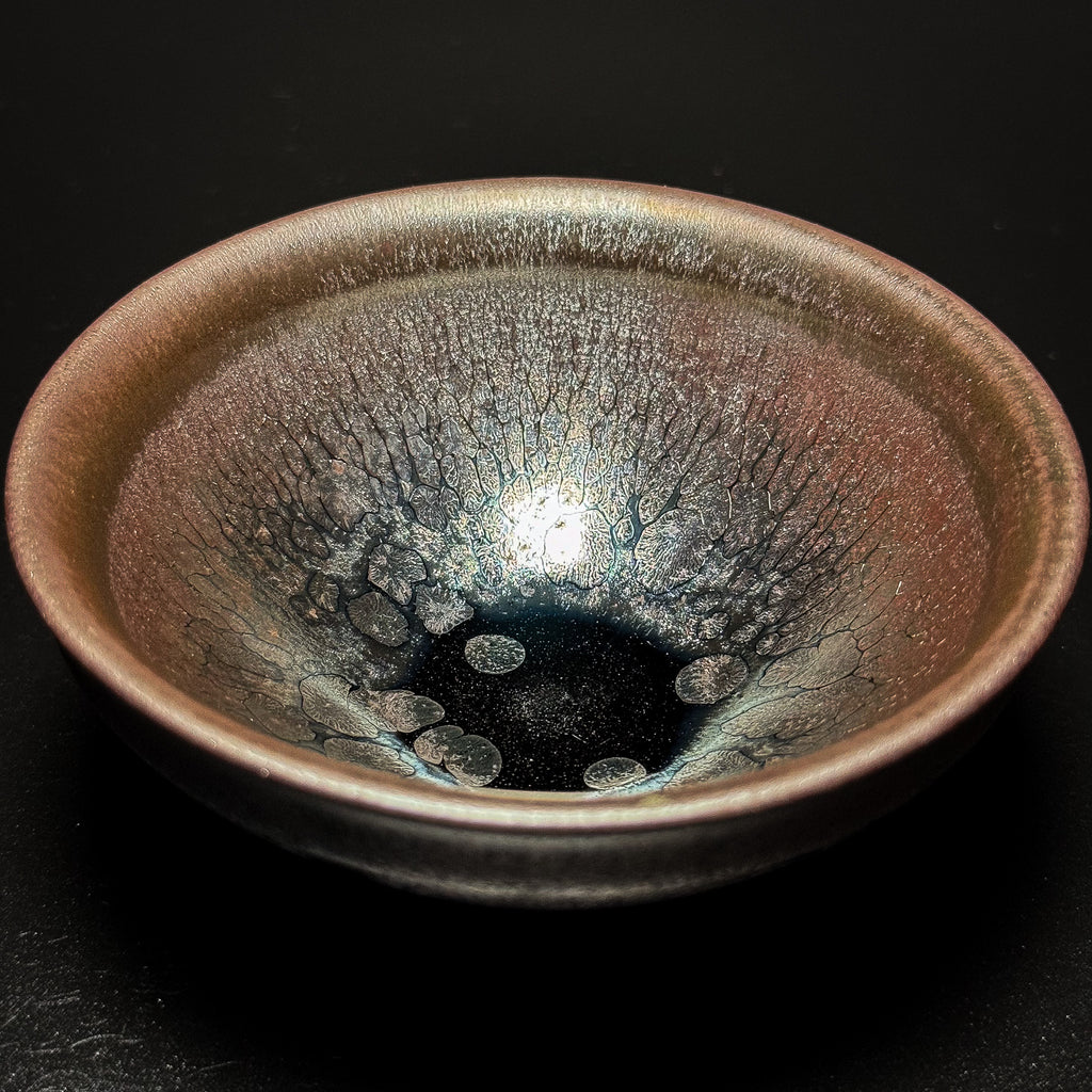 Vintage Wood Fired Jianzhan Teacup 13 70ml "Oil Drop" Crimson Lotus Tea