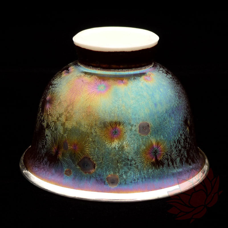 Handmade Silver Cup 80ml - Peacock Texture